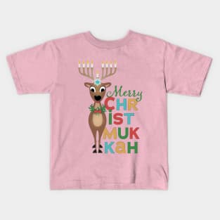 Merry Christmukkah Reindeer Kids T-Shirt